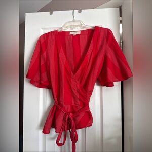 Loft Red Wrap Top